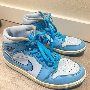 Air Jordan Blue Mid High Size  10 Women’s Sneakers.